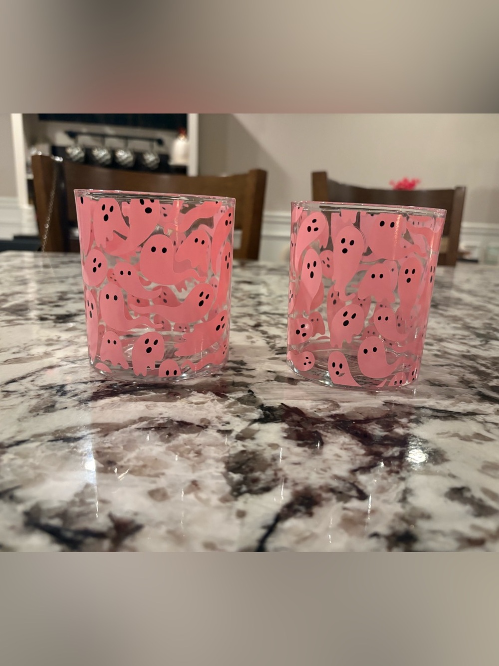 Elum Home Halloween Pink Ghost Glass Tumbler Set of 2